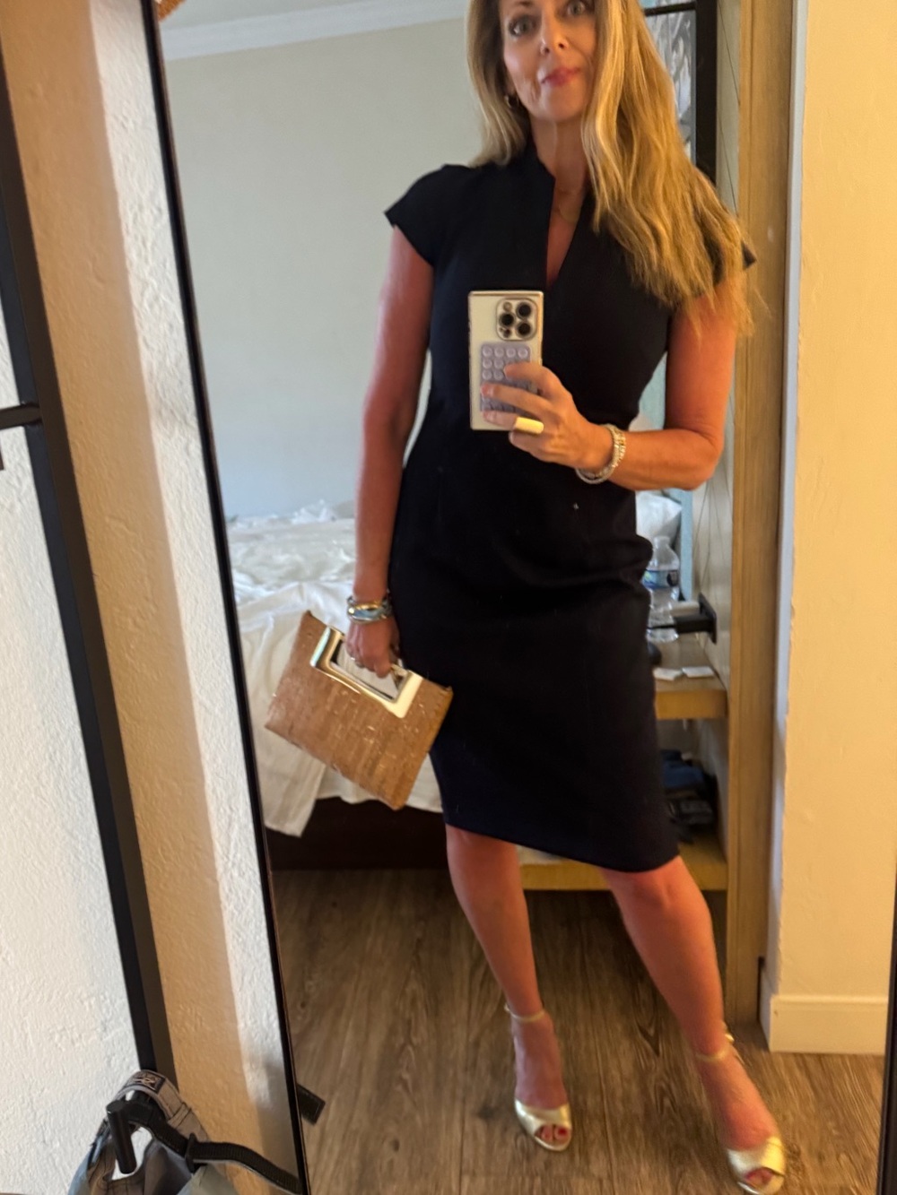 Calvin Klein navy classic elegant Midi Sheath Dress